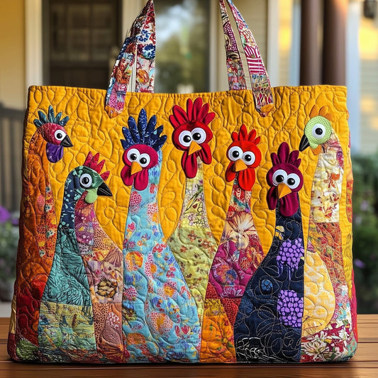 Funky Chicken Quilted Tote Bag Gifts For Chicken Lovers- Mouldkingstore