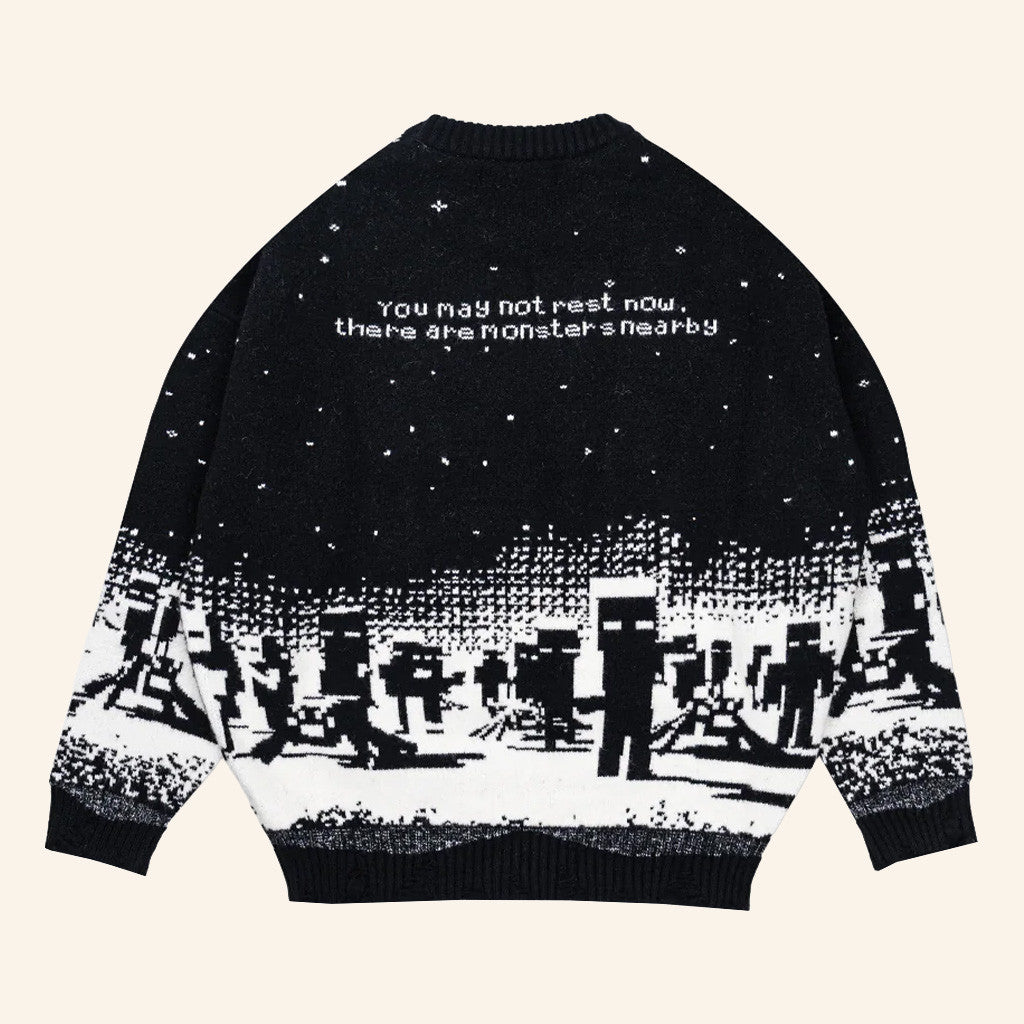 Cool Shirtz Merch Very Cool X Minecraft Sweater Monsters Nearby Sweater Gifts For Sister- Mouldkingstore