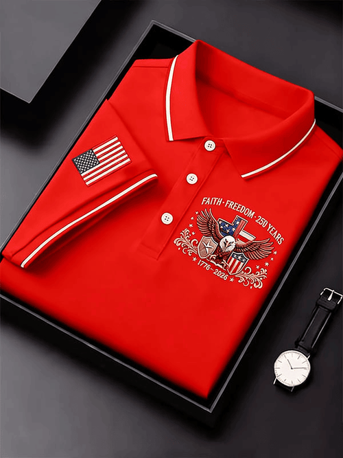 America 250th Anniversary Faith Polo Shirt Faith Freedom 250 Years 1776 2026 Apparel Gifts