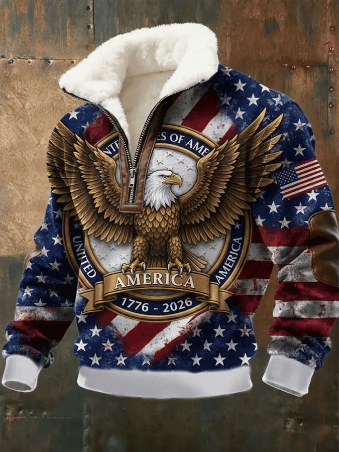 Eagle US Of America 250th Anniversary Stand Collar Quarter Zip Sweatshirt 4Th Of July Apparel