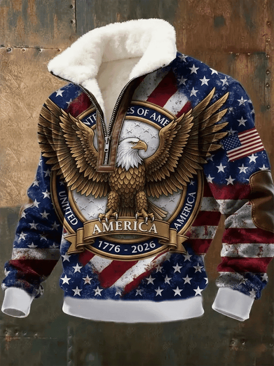 Eagle US Of America 250th Anniversary Stand Collar Quarter Zip Sweatshirt 4Th Of July Apparel