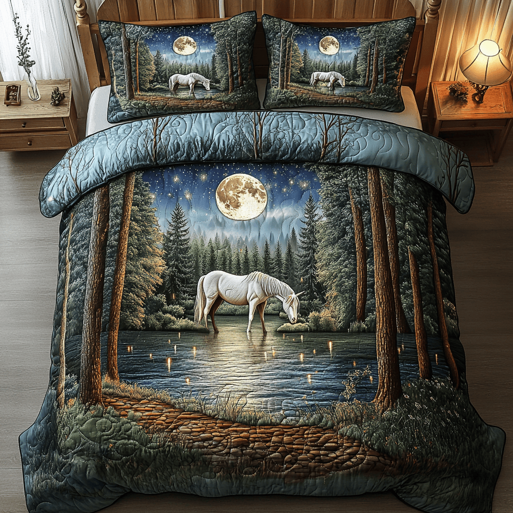 Majestic Stallion 3-Piece Quilted Bedding Set NCU0VH2372