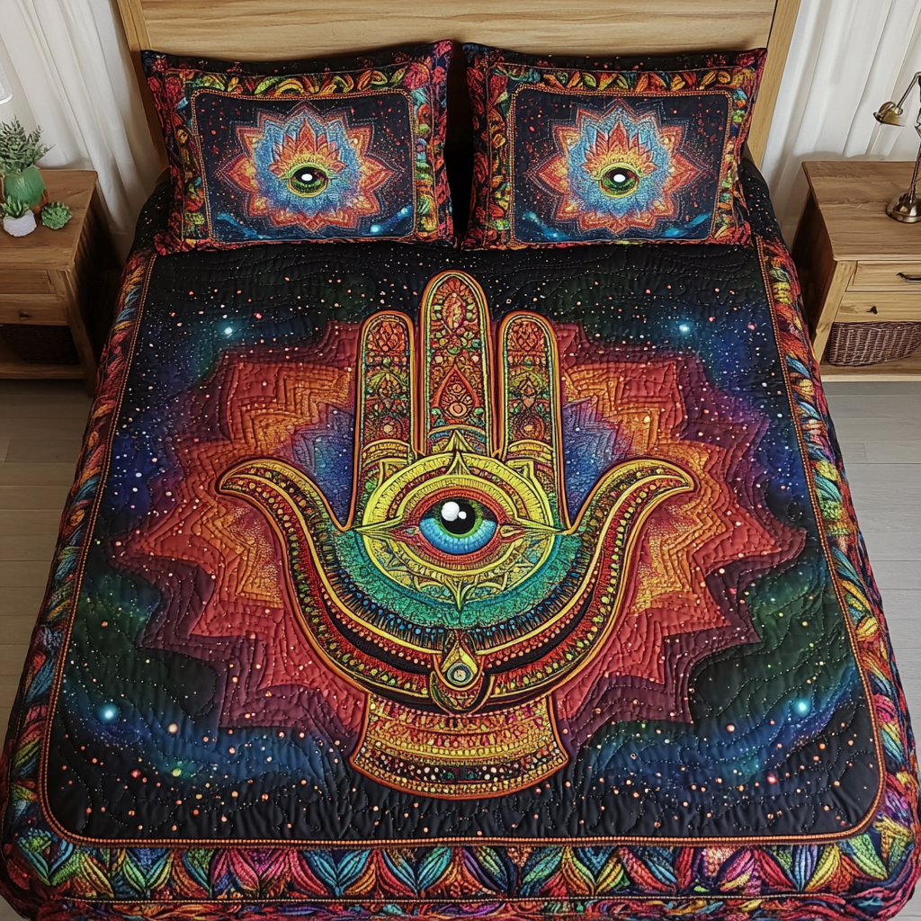 Hamsa Spirit 3-Piece Quilted Bedding Set NCU0DK8217