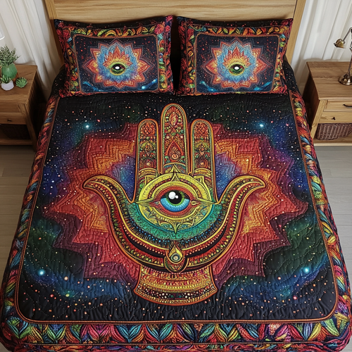 Hamsa Spirit 3-Piece Quilted Bedding Set NCU0DK8217
