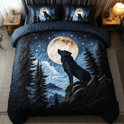 Wolf Forest 3-Piece Quilted Bedding Set NCU0DK8860