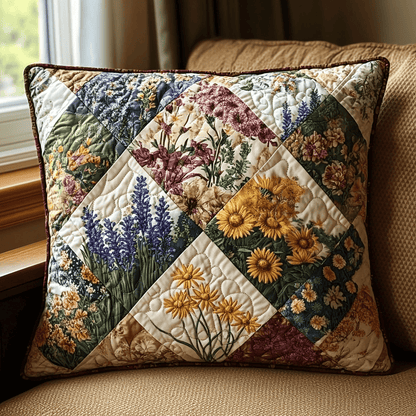 Spring Flowers Patchwork v2 Quilted Pillow Case NCU0DV5395