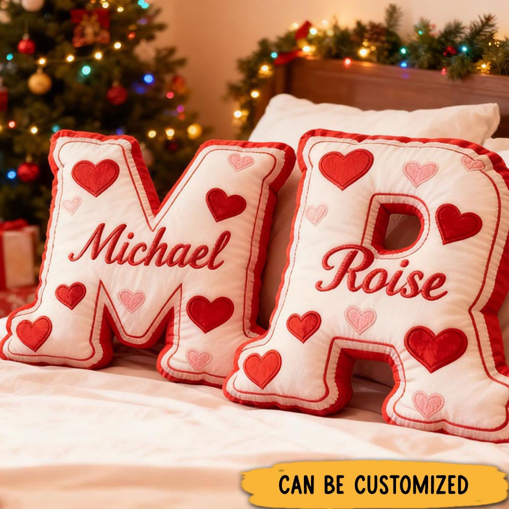 Personalized Couple Letter Pillows Couple Initials Name Holiday Pillow Christmas Gift Valentine_s Pillow for Couple