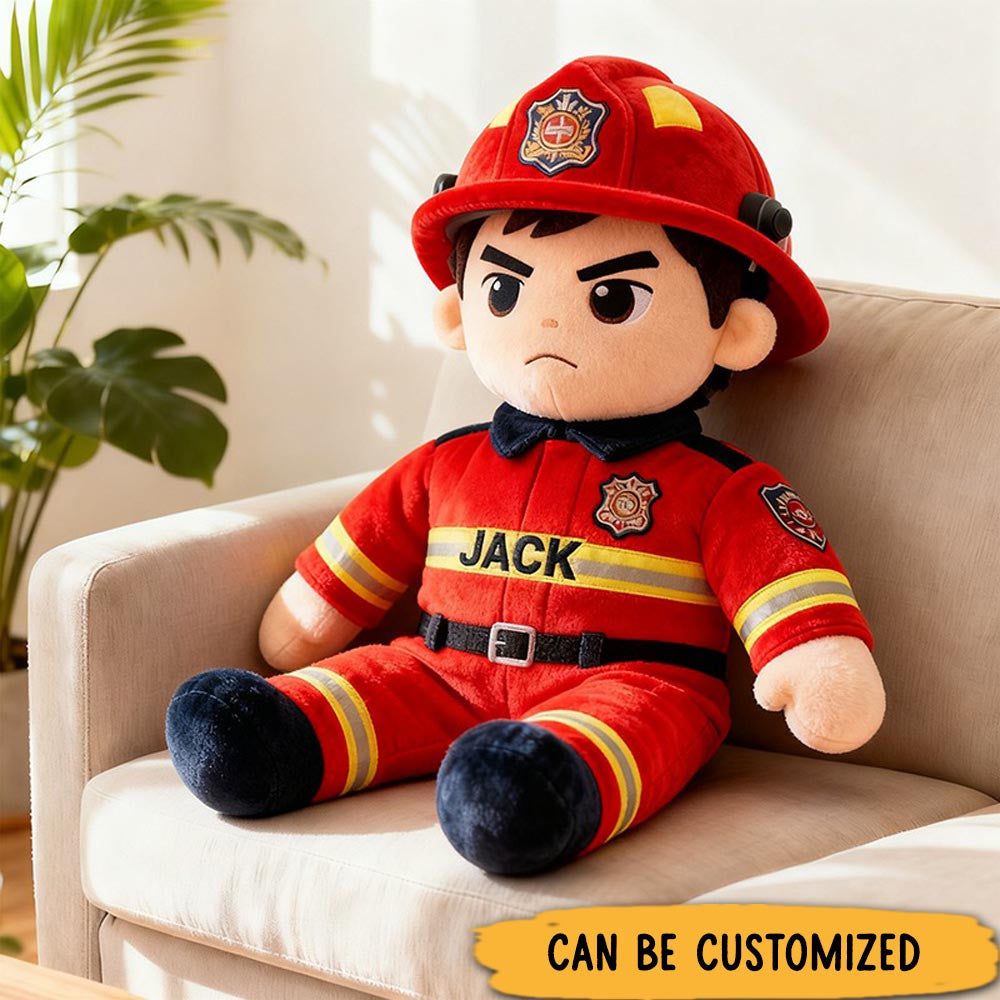 Personalized Firefighter Pillow Custom Pillow with Embroidery Name Soft Plush Fireman Pillow Boys Room Firefighter Gifts Home D�cor