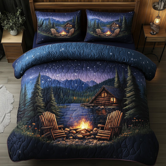 Campfire Scene Quilt Bedding Set Starry Night Bedspread Set Bedding Ideas Christmas Presents