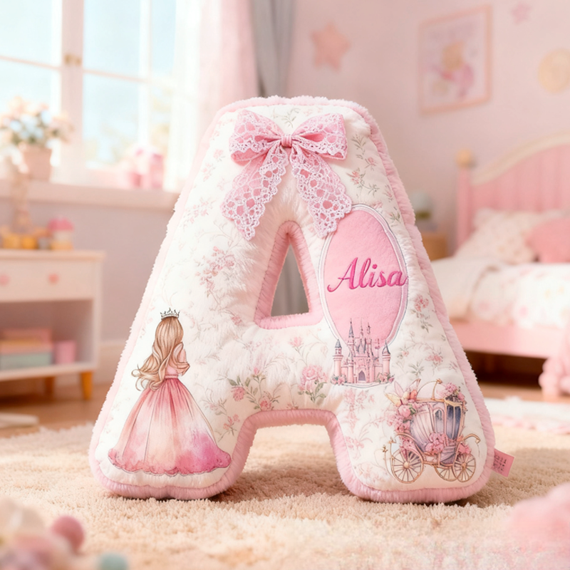 Personalized Princess Letter Shaped Pillow Cozy Home Decor Gifts Idea For Sisters