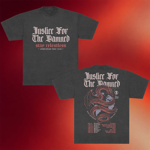 Justice For The Damned Merch 2026 Dragon Tour Dates T-Shirt Presents For Music Lovers