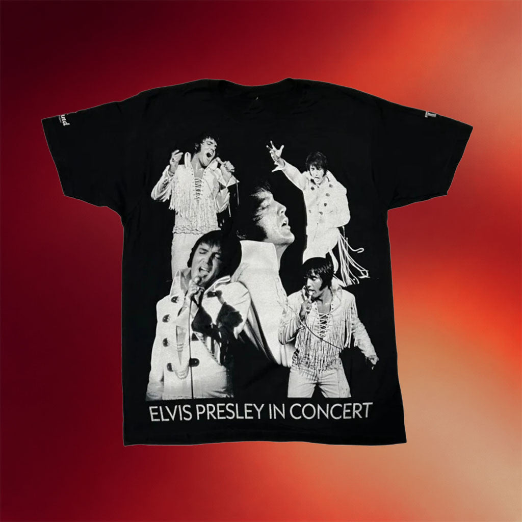 Graceland Merch Elvis Presley In Concert Collage T-Shirt Gifts For Music Fans