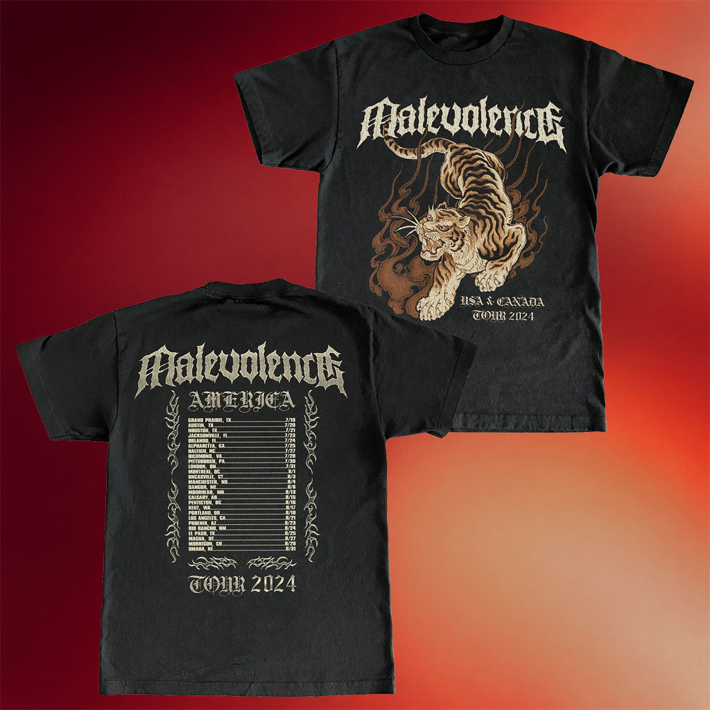 Malevolence Merch Tiger Tour 2024 T-Shirt Music Lover Gift Ideas For Him