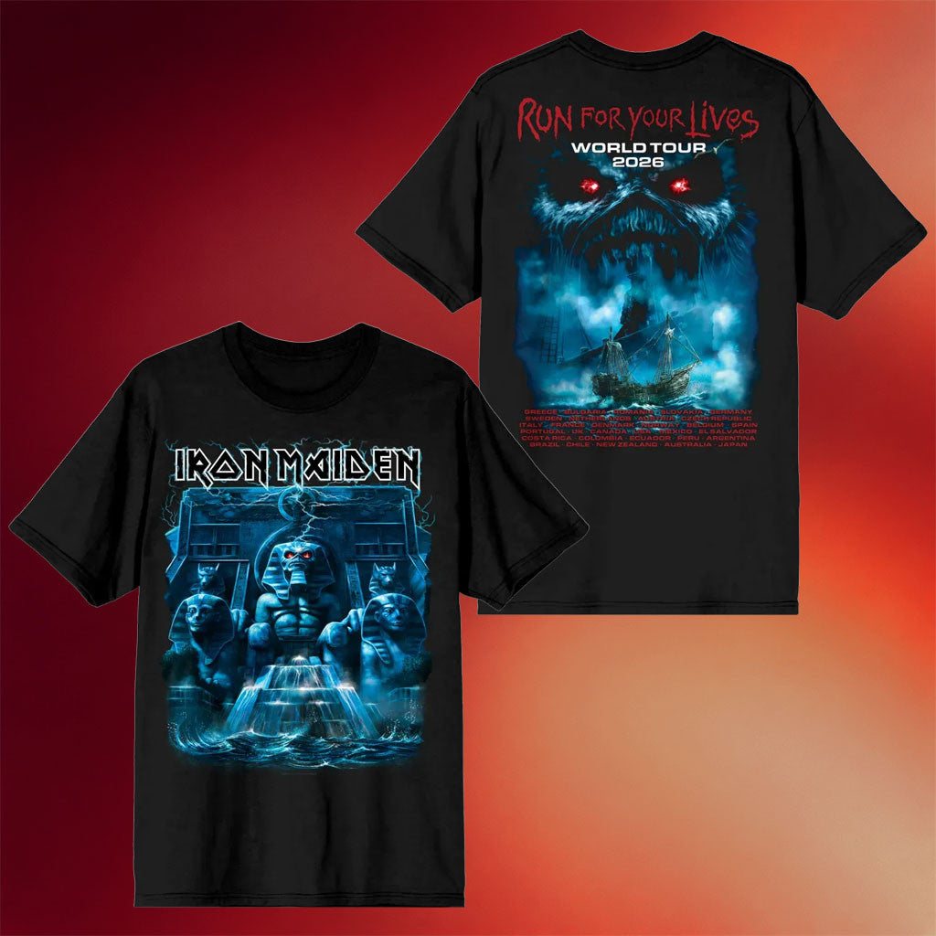 Iron Maiden Merch Powerslave Mariner 2026 Tour T-Shirt Run For Your Lives World Tour Merch