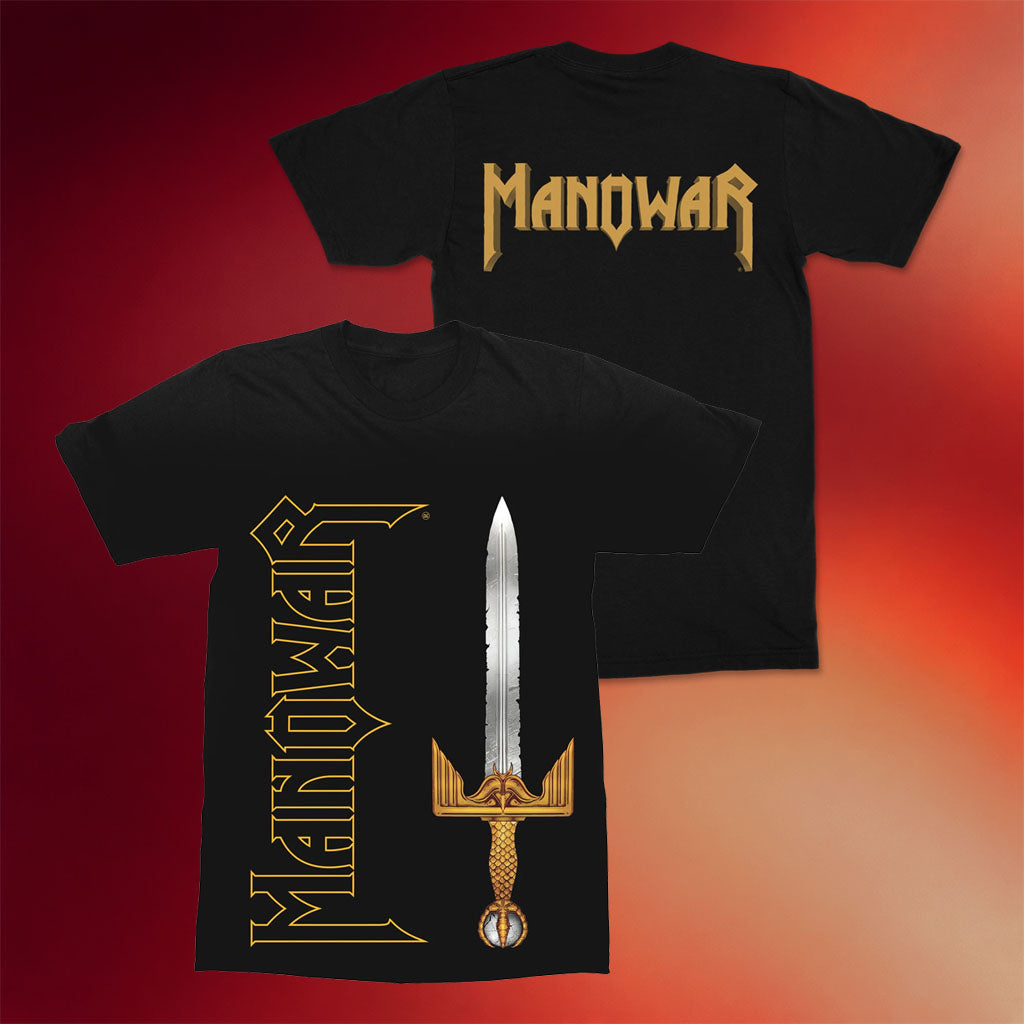 Manowar Merch 2026 Sword Vertical Yellow Logo T-Shirt Gifts For Band Fans