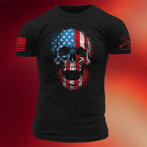Grunt Style Merch 2026 American Reaper Skull T-Shirt Black Gifts For Independence Day