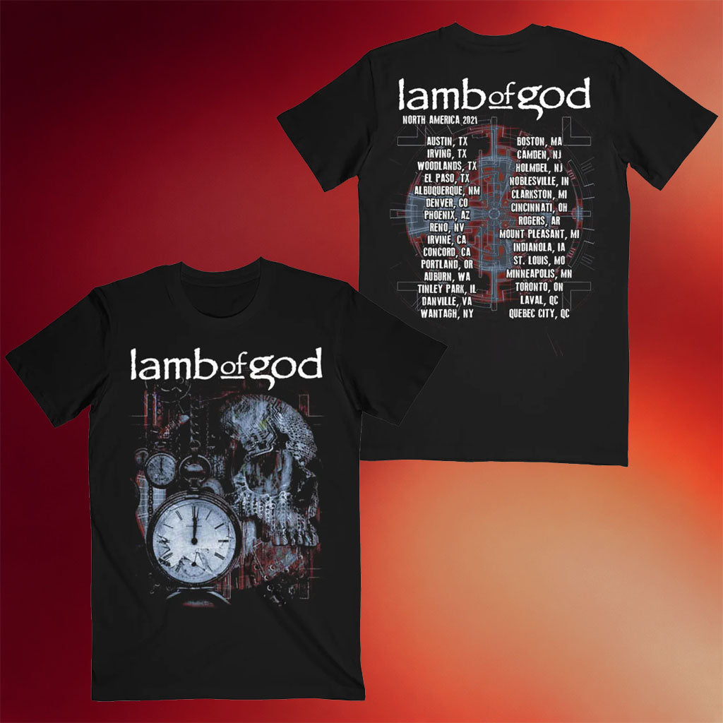 Lamb Of God Merch Black Circuitry Skull Tour T-Shirt Gift Ideas For Music Lovers