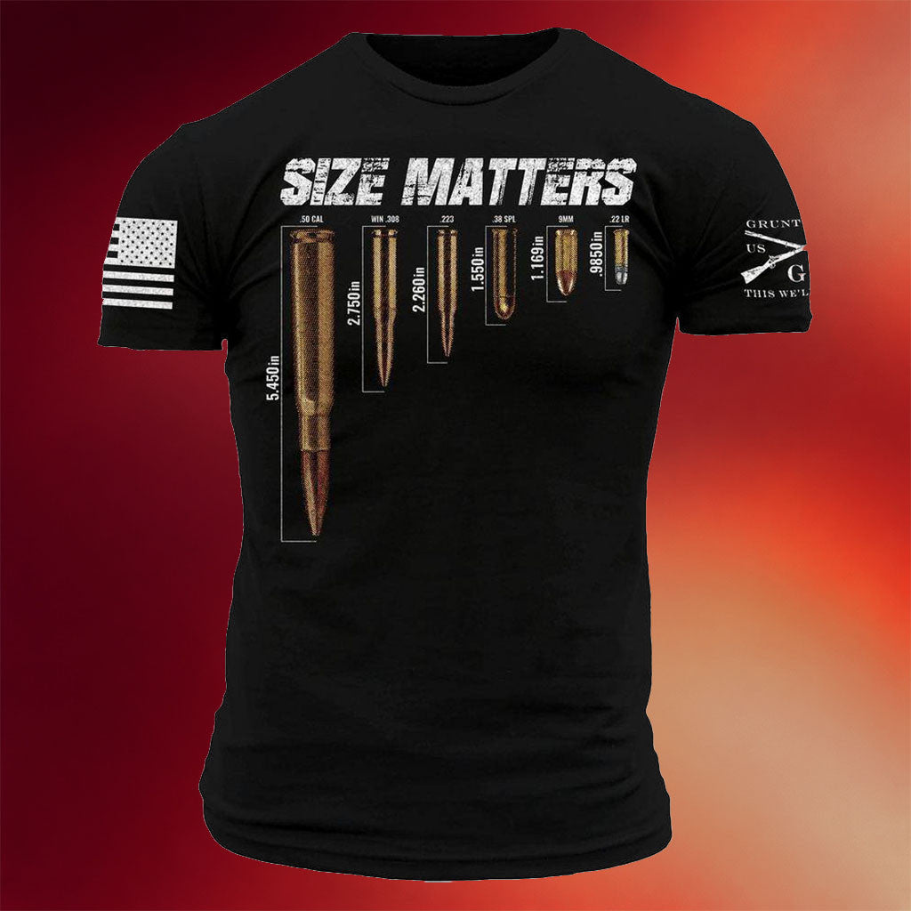 Grunt Style Merch 2026 2nd Amendment Shirt Size Matters T-Shirt Patriotic Clothing Men_s