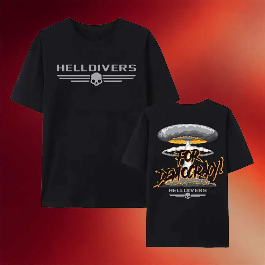 Helldivers Merch 2026 For Democracy T-Shirt Black Gifts For Video Game Lover