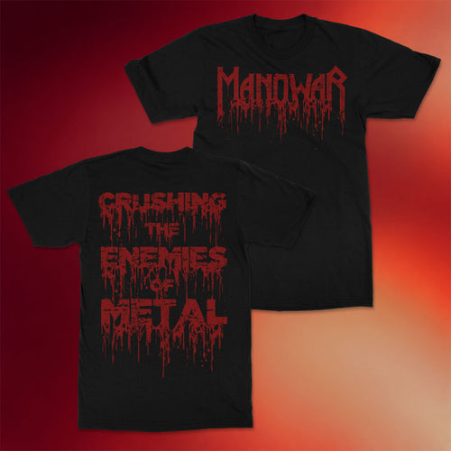 Manowar Merch 2026 Crushing The Enemies Of Metal Blood Logo T-Shirt Gifts For Music Fans