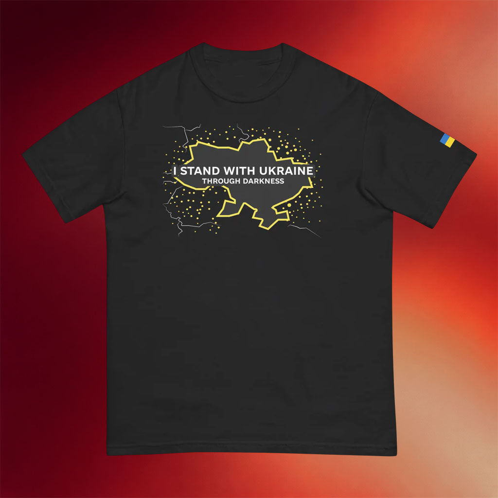 Kyiv Independent Merch I Stand With Ukraine Through Darkness T-Shirt Gifts For Dad