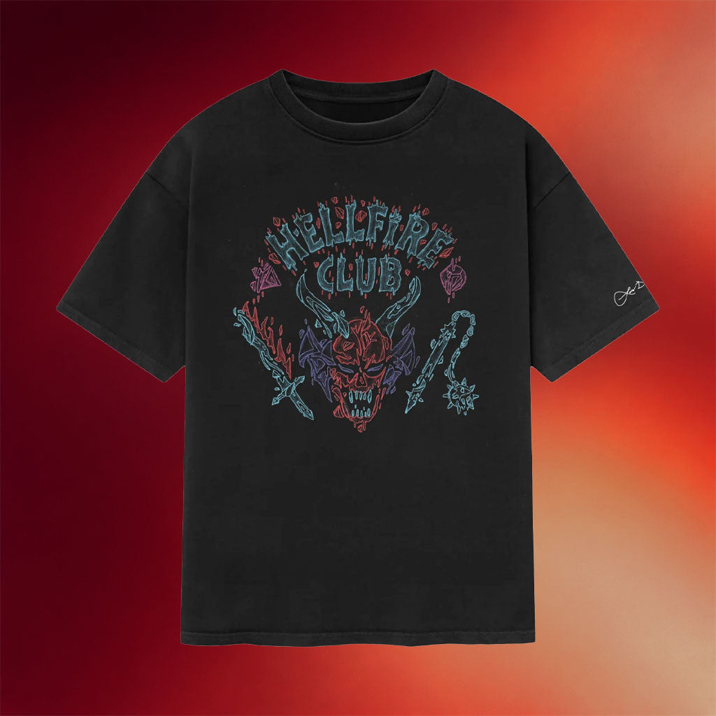 Netflix Merch Stranger Things X Louis De Guzman Hellfire Club T-Shirt Fan Apparel
