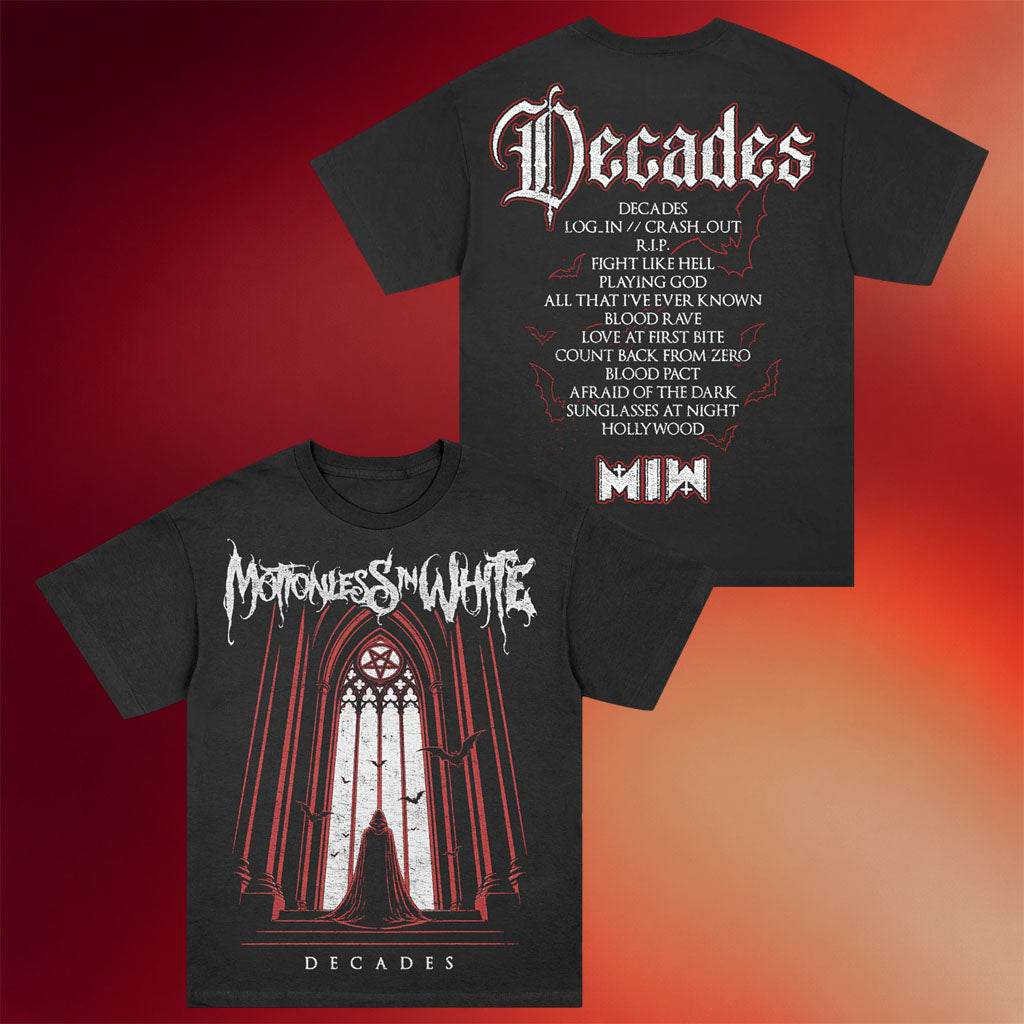 Motionless In White Merch 2026 Decades Tracklist Tour Dates T-Shirt MIW Shirt Gifts For Fans