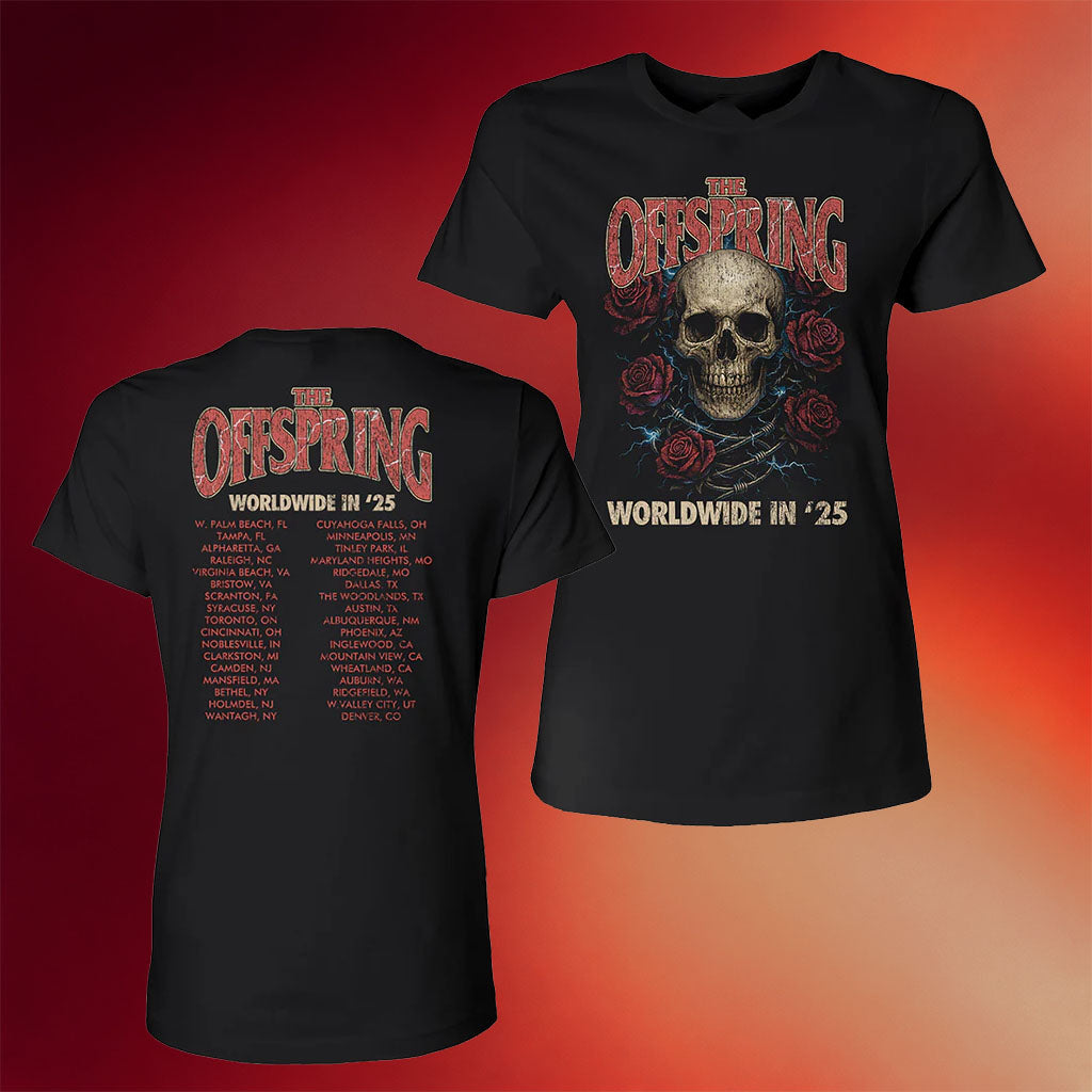 Offspring Merch Rose Skull 2026 Tour T-Shirt The Offspring Shirt Gifts For Rock Band Fans
