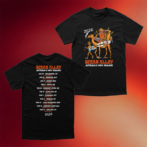 Ocean Alley Merch 2026 AUS NZ Tour Black T-Shirt Ocean Alley Band Shirt Gifts For Fans
