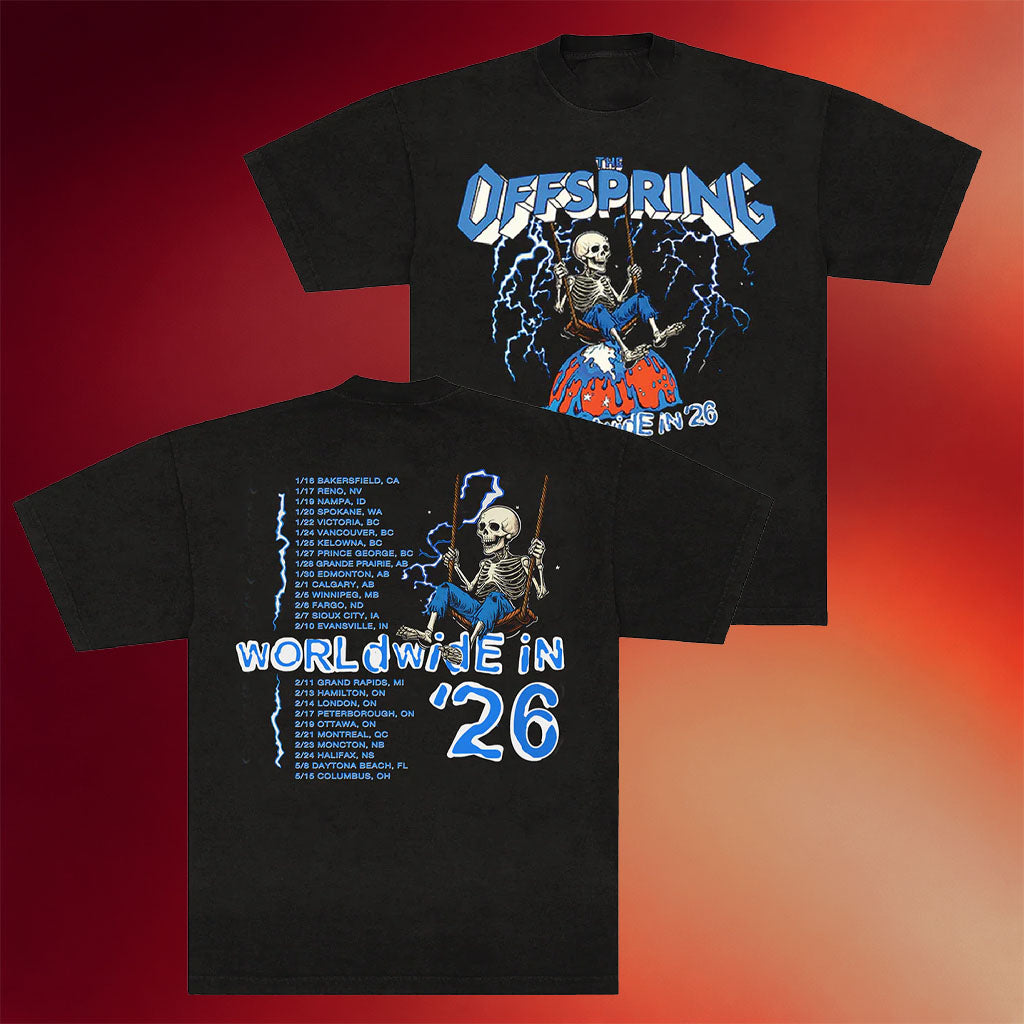 Offspring Merch Swinging Skeleton 2026 Tour T-Shirt The Offspring Shirt Gifts For Rock Band Fans
