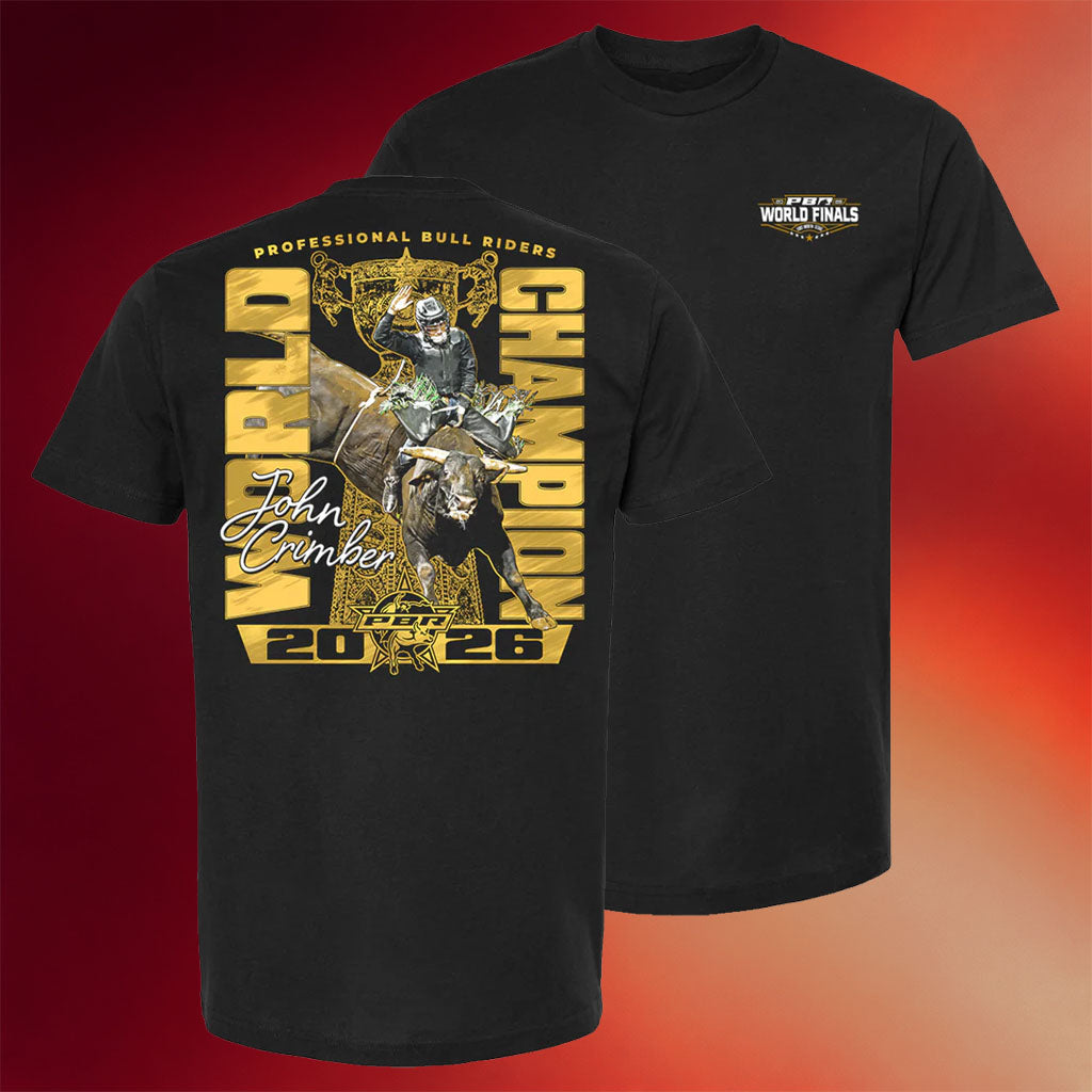 PBR Merch 2026 World Champion John Crimber T-Shirt Black Best Gift For Bull Riders Fans