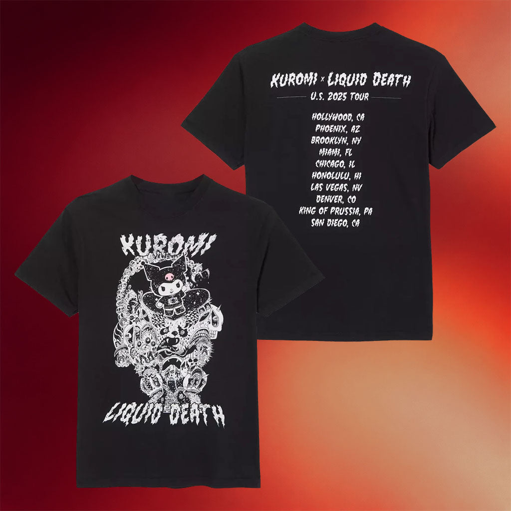 Sanrio Merch Kuromi x Liquid Death Tonal Portrait T-Shirt Gifts For Brother
