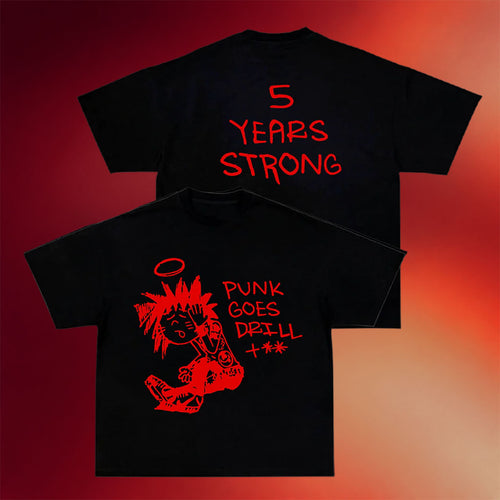 Roc Nation Merch 2026 Polo Perks Punk Goes Drill 5 Years Strong T-Shirt Black Fan Gifts
