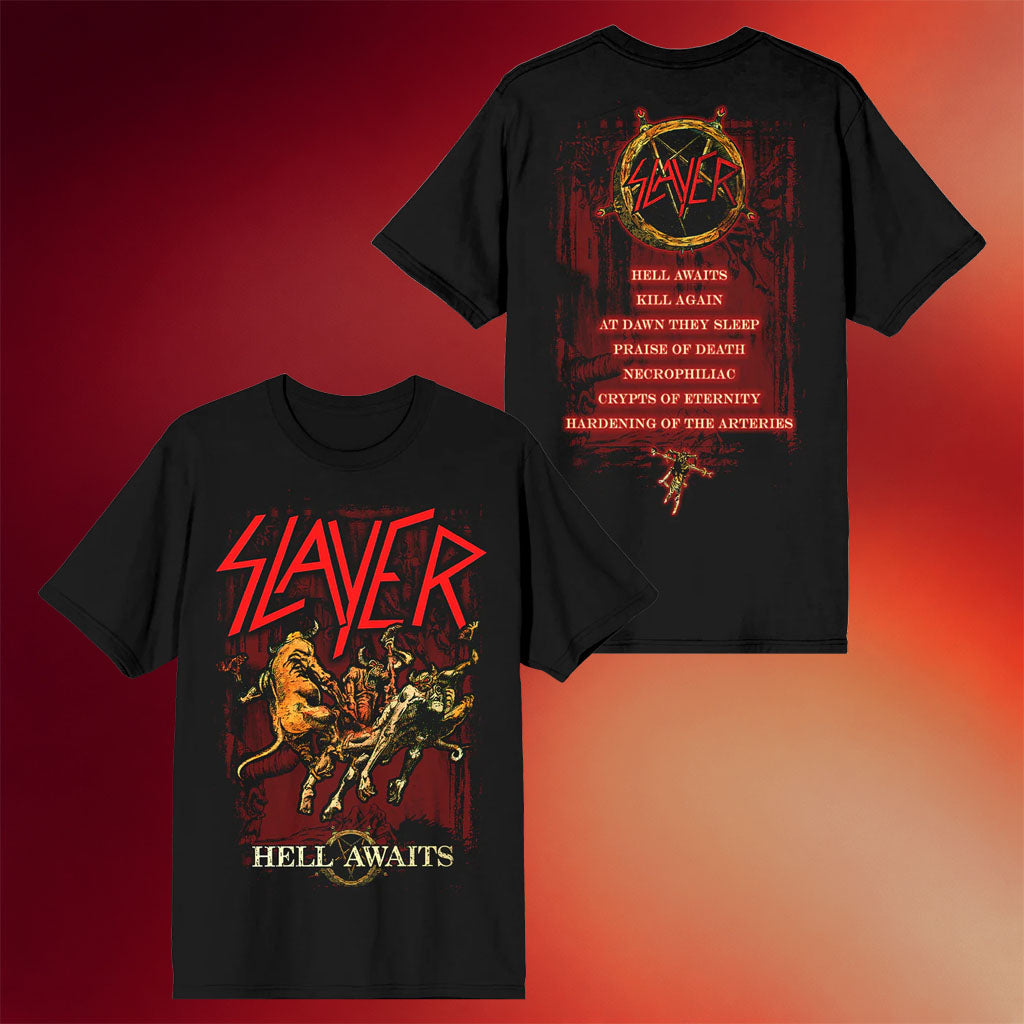 Slayer Merch Torn Asunder Hell Awaits Tracklist T-Shirt Slayer Shirt Good Gifts For Him