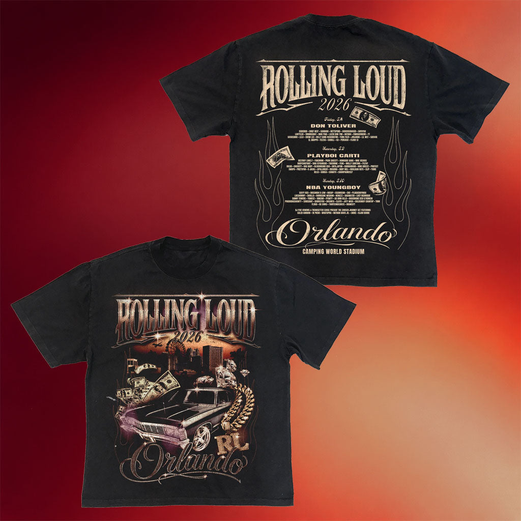 Rolling Loud Merch 2026 Donk Bling 26 Lineup T-Shirt Rolling Loud Orlando Shirt Music Fan Gifts