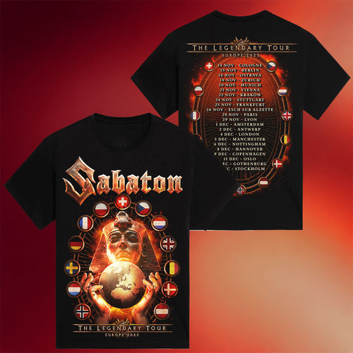 Sabaton Merch Flags Of Europe 2025 Tour T-Shirt Sabaton Shirt Birthday Gift For Band Fans
