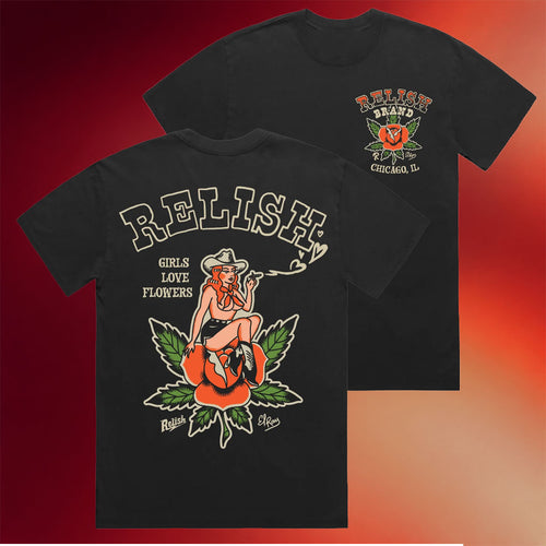Relish Brand Merch Girls Love Flowers X El Ray Collab 2026 Black T-Shirt Gifts For Her
