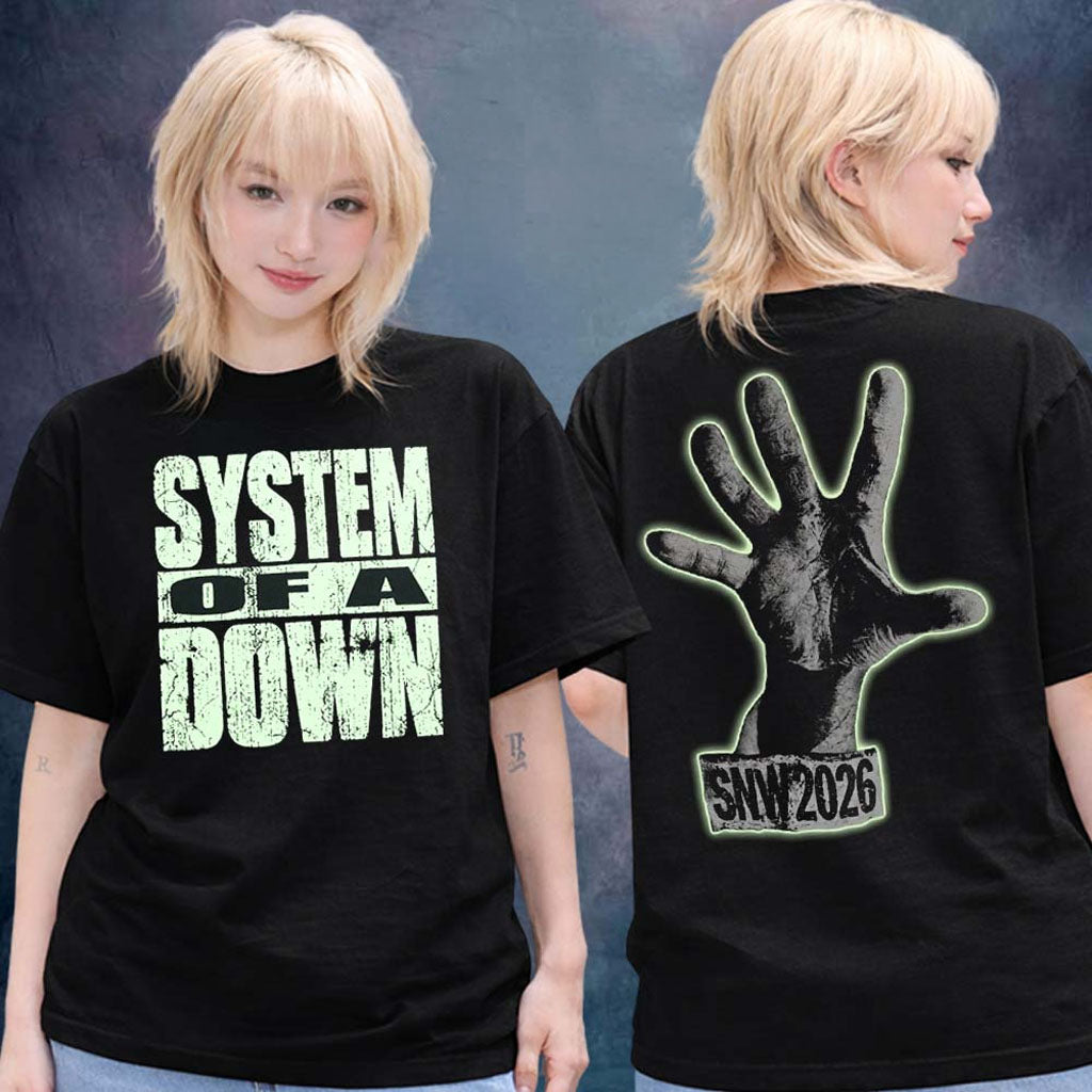 System Of A Down Merch 2026 Hand Graphic T-Shirt Sick New World Merch Gifts For Band Fans