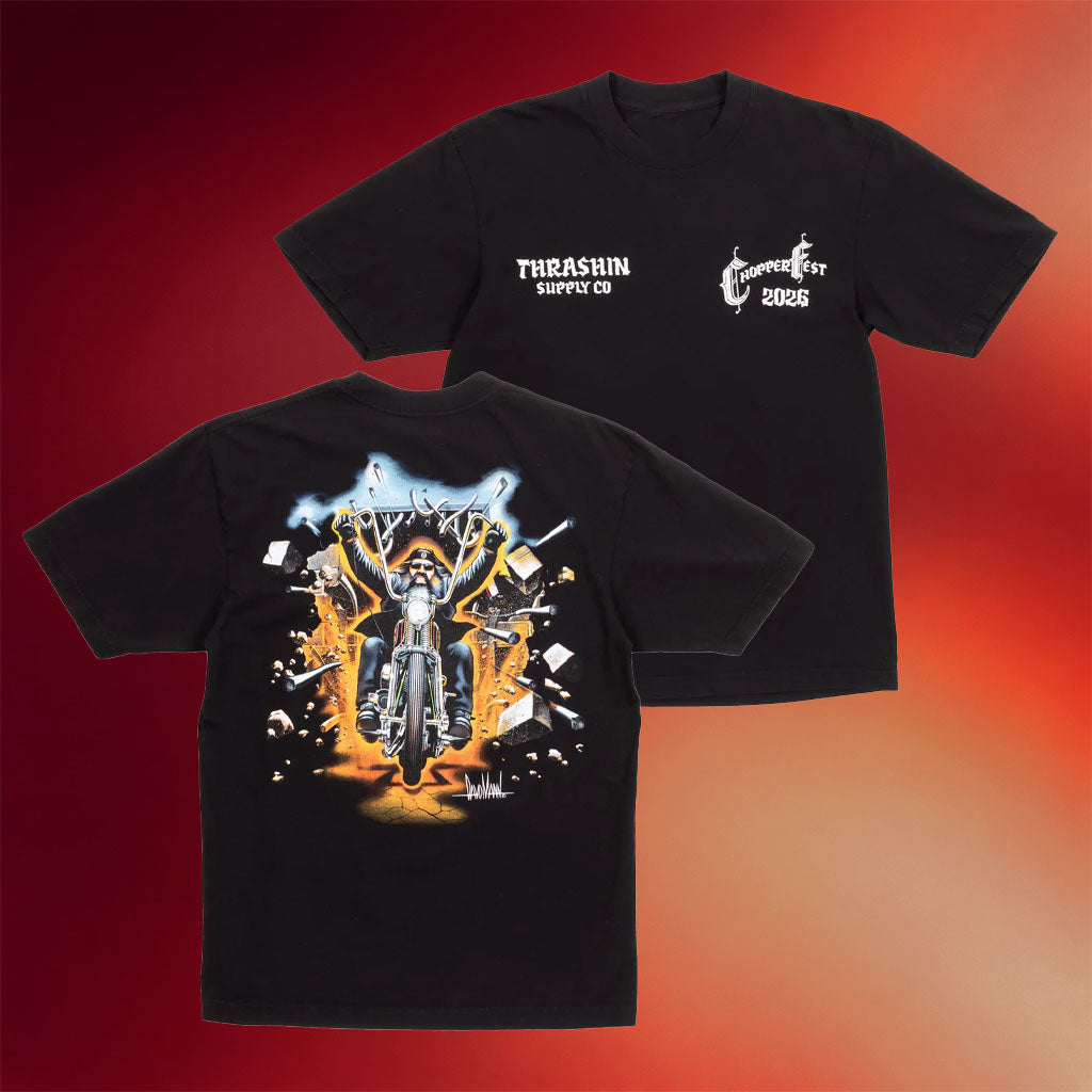 Thrashin Supply Merch Thrashin X David Mann Chopper Fest Jail Break T-Shirt Gifts For Son