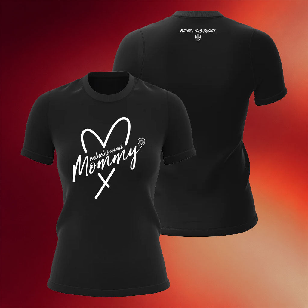 Valuetainment Merch 2026 Future Looks Bright Heart VT Mommy Black T-Shirt Gifts For Women