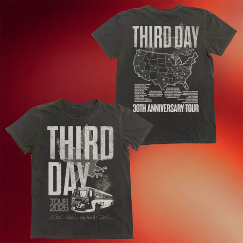 Third Day Merch 2026 Spring Tour Map T-Shirt Gifts For Music Fans