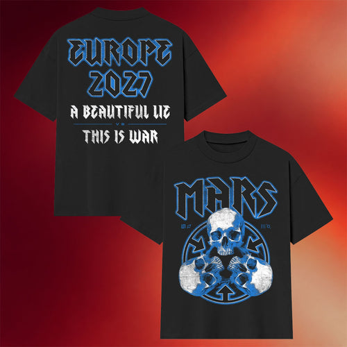 Thirty Seconds To Mars Merch European Tour 2027 Blue Skulls T-Shirt Best Gift For Rock Band Fan