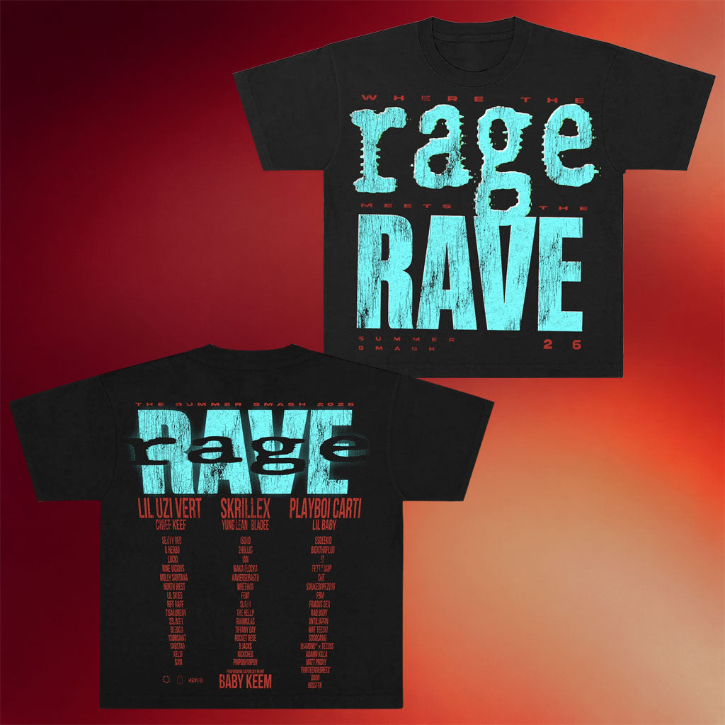 Summer Smash Merch 2026 Rage Meets The Rave T-Shirt Black Best Gift For Hip Hop Fan