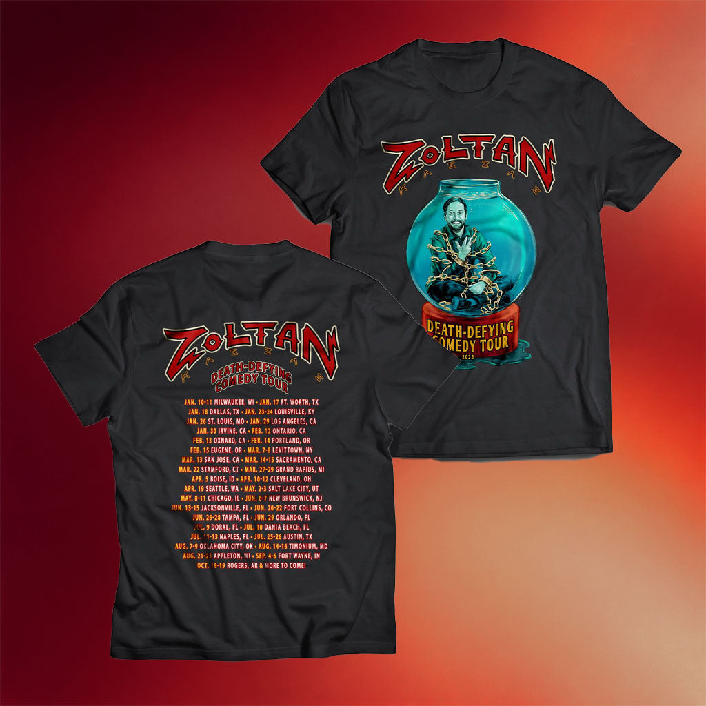 Zoltan Comedy Merch Death Defying Comedy Tour 2025 T-Shirt Birthday Gift For Him