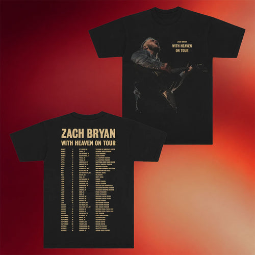Zach Bryan With Heaven On Tour Merch 2026 With Heaven On Top Photo Tour T-Shirt Black Fan Gifts
