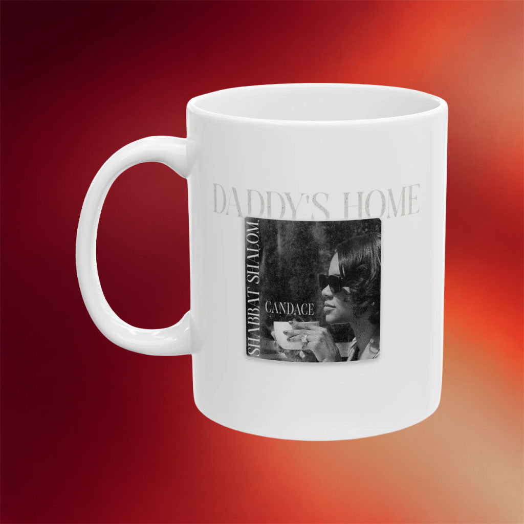 Candace Owens Merch 2026 Daddy_s Home Mug Candace Owens Shabbat Shalom Coffee Cup White