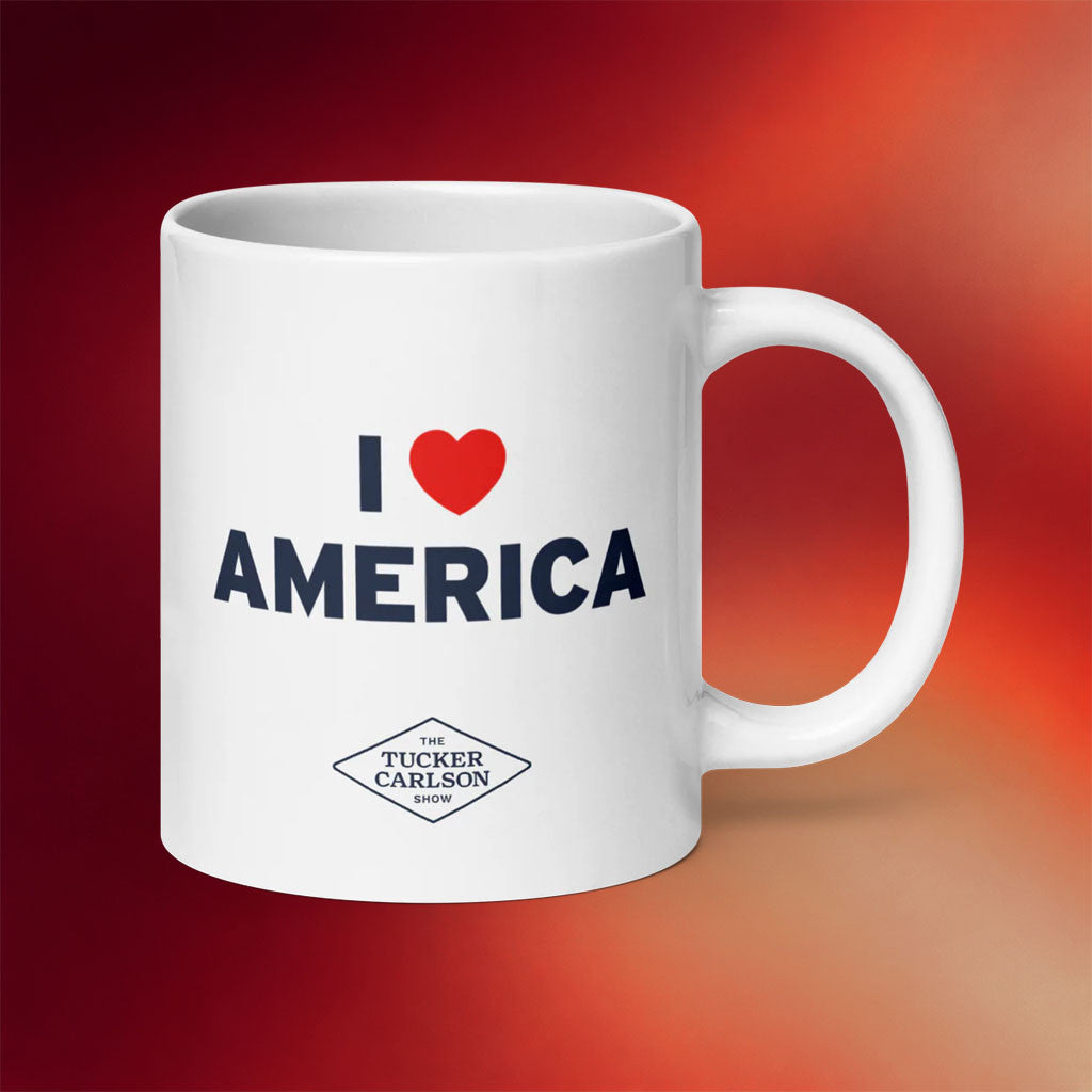 Tucker Carlson Merch 2026 I Heart America Mug I Love America Cup Gifts For Patriots