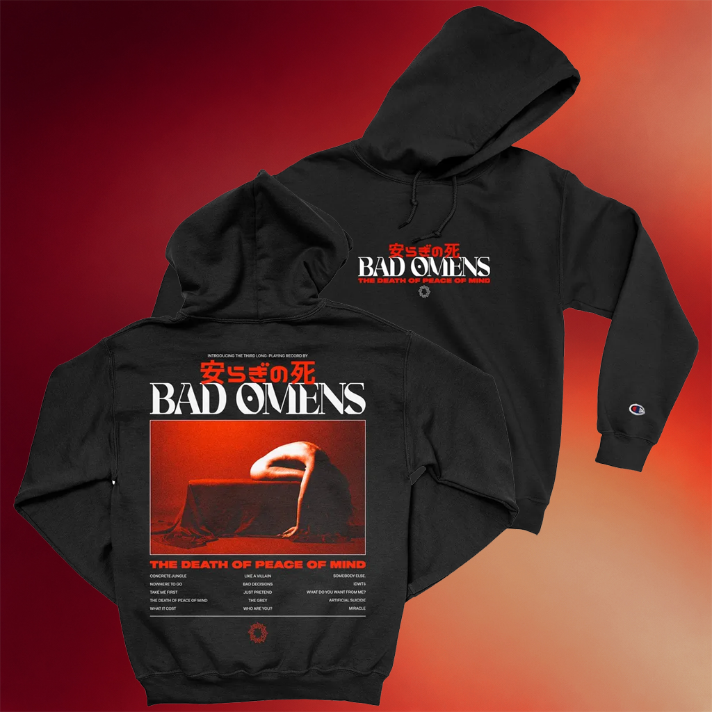 Bad Omens Merch Tracklist Champion Hoodie The Death Of Peace Of Mind Bad Omens Hoodie Fans Gifts