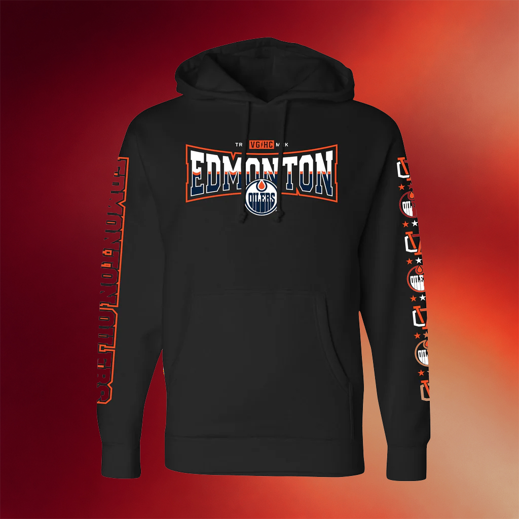 ICE District Authentics Merch Edmonton Oilers Violent Gentlemen Black Wordmark Hoodie Him Gifts