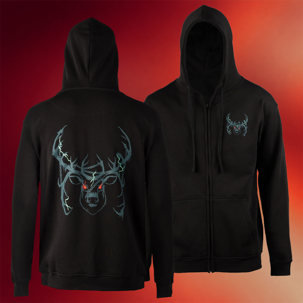 Valheim Merch Eikthyr Zip Hoodie Black Birthday Ideas For Boyfriend